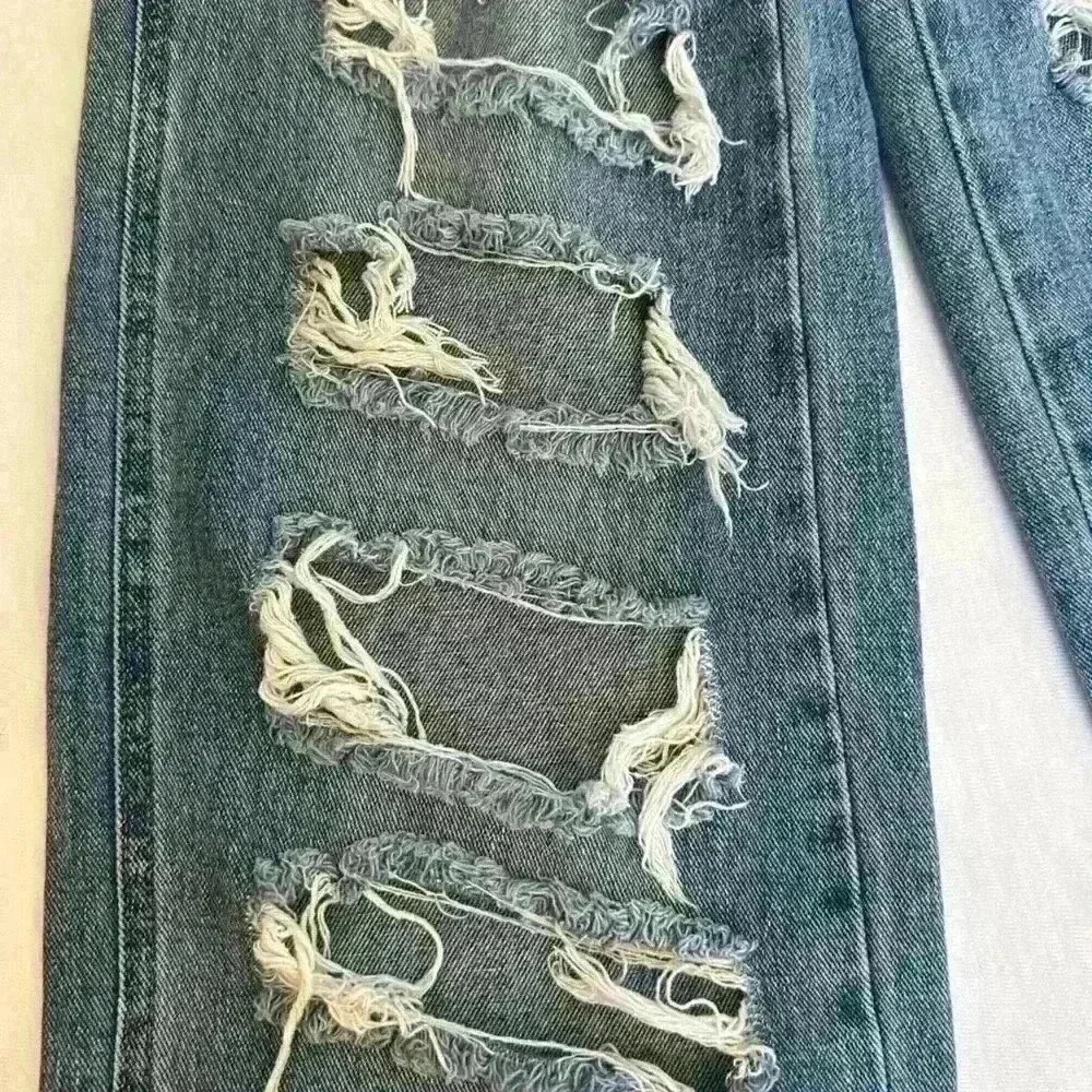PacSun Women's Baggy Denim Jeans Distressed Wide Leg Button Fly Wide Leg Size 24 - Picture 5 of 11